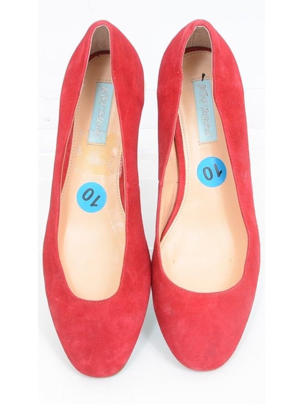 Betsey Johnson SB-Frida Red Suede Rhinestone Block Heeled Pumps Women's 10M - Picture 2 of 10
